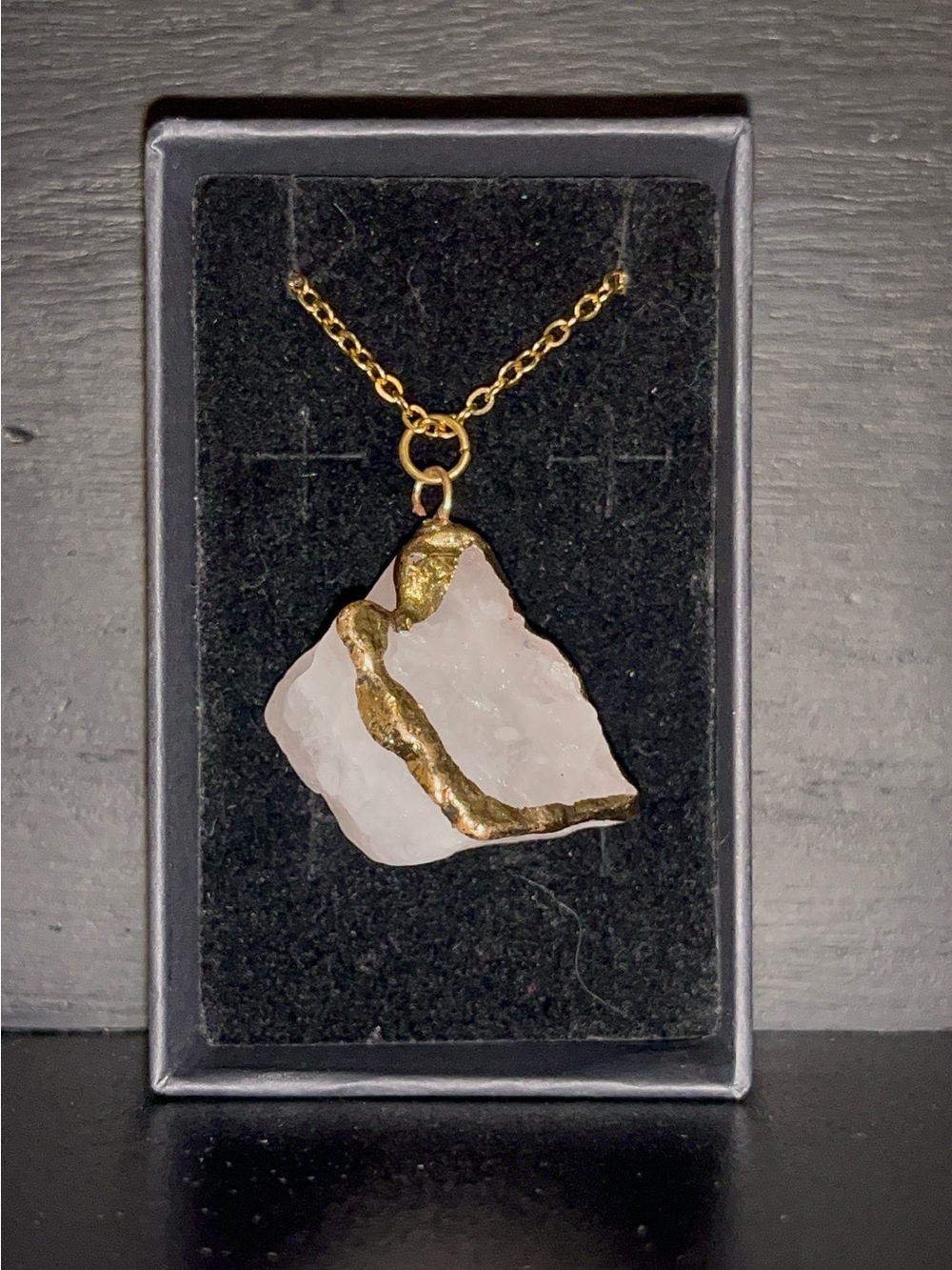 Gold-Trim Rose Quartz Pendant Necklace - Women Jewelry